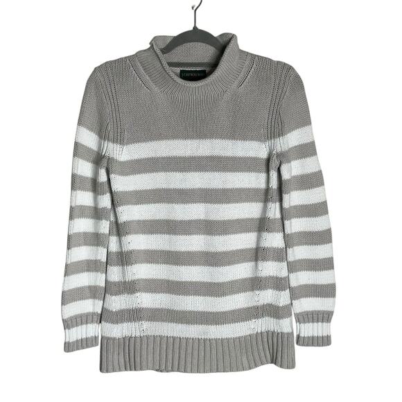 J.CREW Sweaters - Vintage J. Crew Always Sweater Size S Roll Neck 100% Cotton Gray White Stripe
